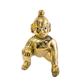 Ashtdhatu Ladoo Gopal Idol/Bal Gopal/Thakur Ji Murti, Natkhat Kanahiya, Makhan Chor for Home Pooja Janamashtmi