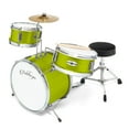 thumbnail image 1 of Ashthorpe 3-Piece Complete Junior Drum Set - Beginner Kit with Drummer's Throne - Green, 1 of 8