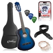 Ashthorpe 30-Inch Kids Acoustic Guitar - Blue, Beginner Starter Kit with Gig Bag, Extra Strings, Strap, and Lessons