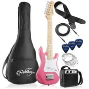 Ashthorpe 30-Inch Kids Electric Guitar with Amplifier - Pink, Beginner Starter Package