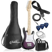 Ashthorpe 30-Inch Beginner Electric Guitar with Amplifier - Purple, Kids Starter Package