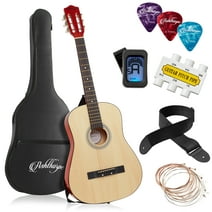 Ashthorpe 38" Beginner Acoustic Guitar Package, Basic Starter Kit with Gig Bag, Strings, Strap, Tuner, Pitch Pipe, and Picks, Natural
