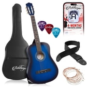 Ashthorpe 38-Inch Beginner Acoustic Guitar - Blue, Complete Starter Kit with Gig Bag, Extra Strings, Strap, and Lessons