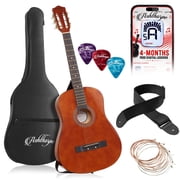 Ashthorpe 38-Inch Beginner Acoustic Guitar - Brown, Complete Starter Kit with Gig Bag, Extra Strings, Strap, and Lessons