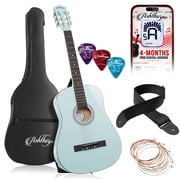 Ashthorpe 38-Inch Beginner Acoustic Guitar - Light Blue, Complete Starter Kit with Gig Bag, Extra Strings, Strap, and Lessons