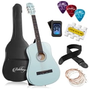 Ashthorpe 38-Inch Beginner Acoustic Guitar - Light Blue, Complete Starter Kit with Gig Bag, Extra Strings, Strap, and Lessons