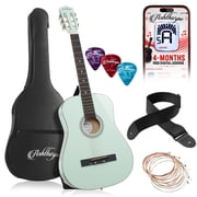 Ashthorpe 38-Inch Beginner Acoustic Guitar - Mint Green, Complete Starter Kit with Gig Bag, Extra Strings, Strap, and Lessons