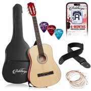 Ashthorpe 38-Inch Beginner Acoustic Guitar - Natural, Complete Starter Kit with Gig Bag, Extra Strings, Strap, and Lessons