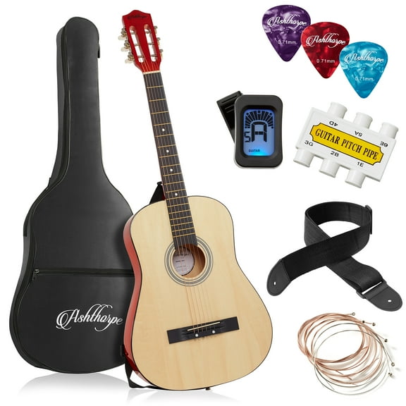 Ashthorpe 38-Inch Beginner Acoustic Guitar Starter Package, Natural
