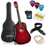 Ashthorpe 38-Inch Beginner Acoustic Guitar - Red, Complete Starter Kit with Gig Bag, Extra Strings, Strap, and Lessons