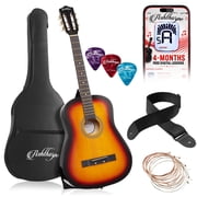 Ashthorpe 38-Inch Beginner Acoustic Guitar - Sunburst, Complete Starter Kit with Gig Bag, Extra Strings, Strap, and Lessons
