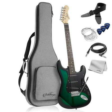 Ashthorpe 39-Inch Electric Guitar with S-S-S Pickups and Tremolo Bar - Green/Black
