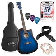 Ashthorpe 41-Inch Beginner Acoustic Guitar Package - Blue, Complete Starter Kit with Gig Bag, Extra Strings, Strap, and Lessons