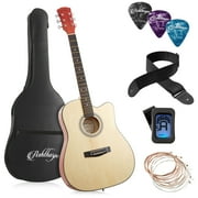 Ashthorpe 41-Inch Beginner Acoustic Guitar Package - Natural, Complete Starter Kit with Gig Bag, Extra Strings, Strap, and Lessons