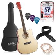 Ashthorpe 41-Inch Beginner Acoustic Guitar Package - Natural, Complete Starter Kit with Gig Bag, Extra Strings, Strap, and Lessons
