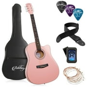 Ashthorpe 41-Inch Beginner Acoustic Guitar Starter Package, Pink