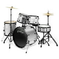 thumbnail image 1 of Ashthorpe 5-Piece Complete Full Size Adult Drum Set with Remo Batter Drumheads - Silver, 1 of 7