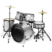 Ashthorpe 5-Piece Complete Full Size Adult Drum Set with Remo Batter Drumheads - Blue