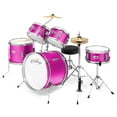 thumbnail image 1 of Ashthorpe 5-Piece Complete Junior Drum Set with Brass Cymbals and Drummer's Throne - Pink, 1 of 7