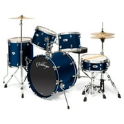 Ashthorpe 5-Piece Full-Size Adult Drum Set with Remo Drumheads & Premium Brass Cymbals - Blue