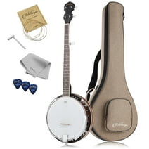 Ashthorpe 5-String Banjo, Left Handed Full Size with 24 Brackets, Closed Back, Mahogany Resonator, and Geared 5th Tuner
