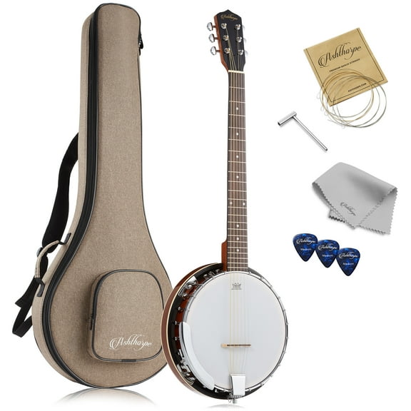 Ashthorpe 6-String Banjo with 24-Brackets and Mahogany Resonator