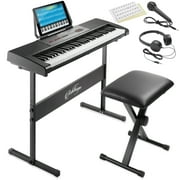 Ashthorpe 61-Key Digital Electronic Keyboard Piano, Portable Beginner Kit with Stand and Stool