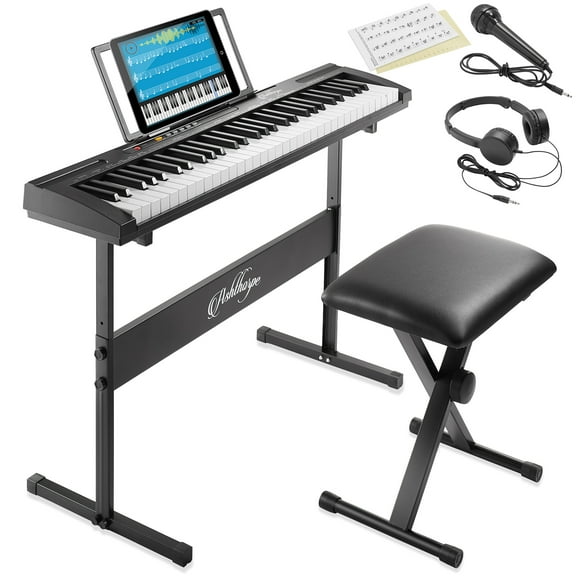 Ashthorpe 61-Key Digital Electronic Keyboard Piano for Beginners with Stand and Bench