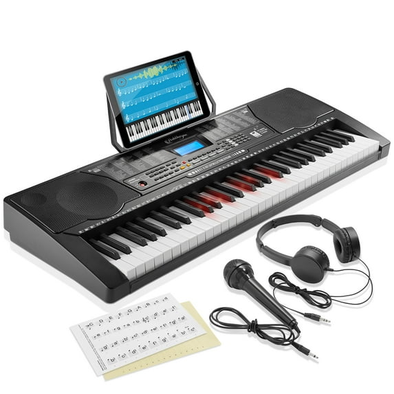 Ashthorpe 61-Key Digital Electronic Keyboard Piano with Full-Size Light Up Keys for Beginners