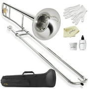 Ashthorpe Bb Tenor Slide Trombone for Students and Beginners, Nickel Plated Finish