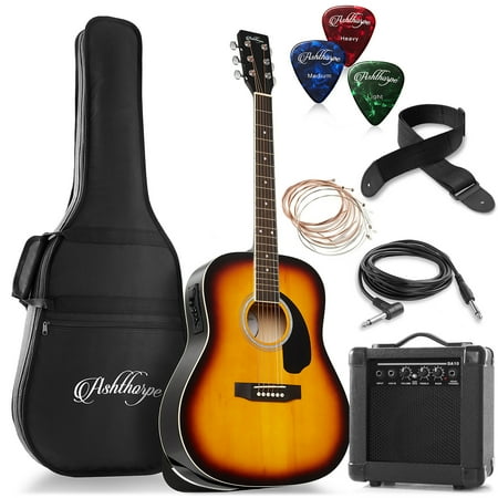 Ashthorpe Dreadnought Acoustic Electric Guitar with 10-Watt Amp, Sunburst