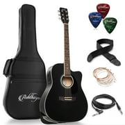 Ashthorpe Full-Size Cutaway Dreadnought Acoustic Electric Guitar Package, Black