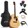 thumbnail image 1 of Ashthorpe Full-Size Cutaway Dreadnought Acoustic Electric Guitar Package, Natural, 1 of 7