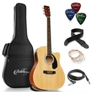 Ashthorpe Full-Size Cutaway Dreadnought Acoustic Electric Guitar Package, Natural