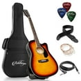 thumbnail image 1 of Ashthorpe Full-Size Cutaway Thinline Acoustic Electric Guitar Package, Sunburst, 1 of 7