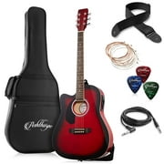 Ashthorpe Full-Size Left-Handed Cutaway Thin line Acoustic-Electric Guitar Package, Premium Tonewoods