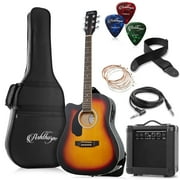 Ashthorpe Left Handed Cutaway Dreadnought Acoustic Electric Guitar with 10-Watt Amp, Sunburst