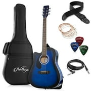 Ashthorpe Left-Handed Full-Size Cutaway Dreadnought Acoustic Electric Guitar Package, Blue