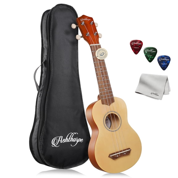 Ashthorpe Soprano Ukulele for Beginners, 21-inch Uke Bundle Kit for Kids - Two-Tone