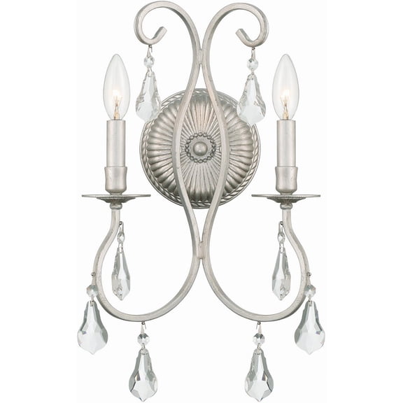 Crystorama Ashton 2 Light Clear Crystal Silver Sconce - 10.5'' W x 18.5'' H x 6'' D