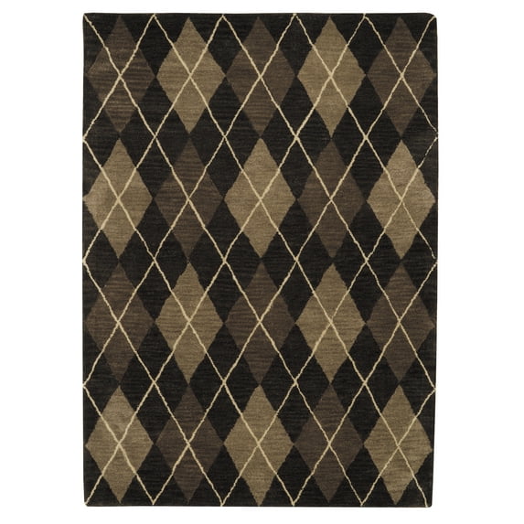 Ashton Argyle Grey Wool Area Rug 8x10 Transitional Unique Textures Soft Patterns