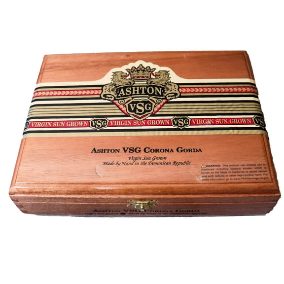 Ashton Corona Gorda VSG Empty Wood Cigar Box 9" x 6.5" x 2"