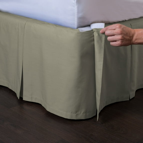 Ashton Detachable Bedskirt (King Size, Sage, 21" Drop) - Easy on/Easy Off Pleated Bed Skirt
