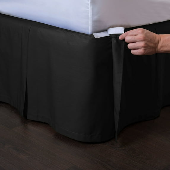 Ashton Detachable Bedskirt (Twin Size, Black, 18" Drop) - Easy on/Easy Off Pleated Bed Skirt