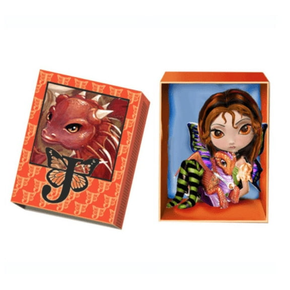 The Ashton - Drake Galleries Amber Dragon Fairy Figurine Doll with Matchbox Home from the Dragonling Darlings Collection by Fantasy Artist Jasmine Becket-Griffith 3"-inches