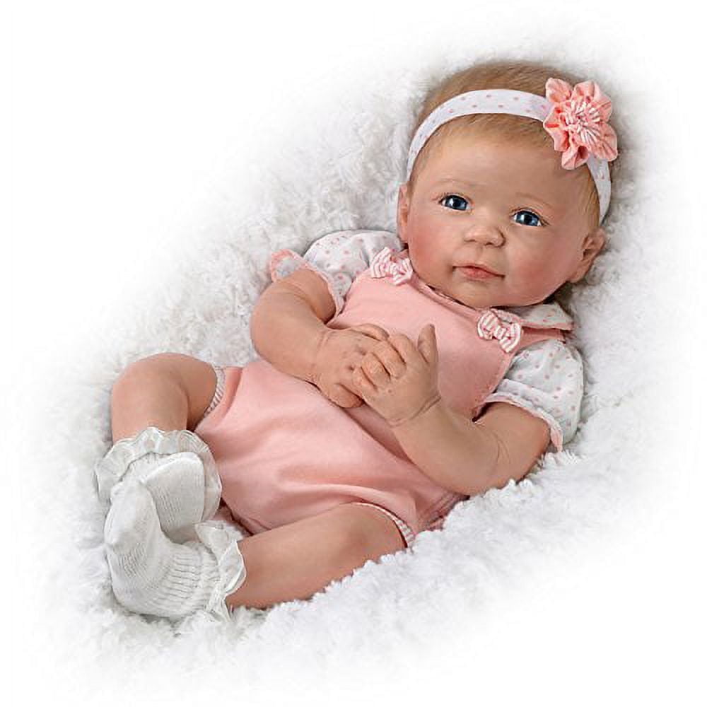 The Ashton - Drake Galleries Ava Lifelike TrueTouch® Silicone Baby Girl Doll with Pink Jumper Weighted for Realism Fully Poseable by Linda Murray 18-Inches