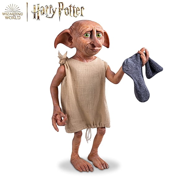 The Ashton-Drake Galleries Dobby The House Elf from Harry Potter Creatures Portrait Figure Collection Poseable with Sock Handcrafted in Hand-painted Vinyl Sculpted by Ina Volprich 18-inches