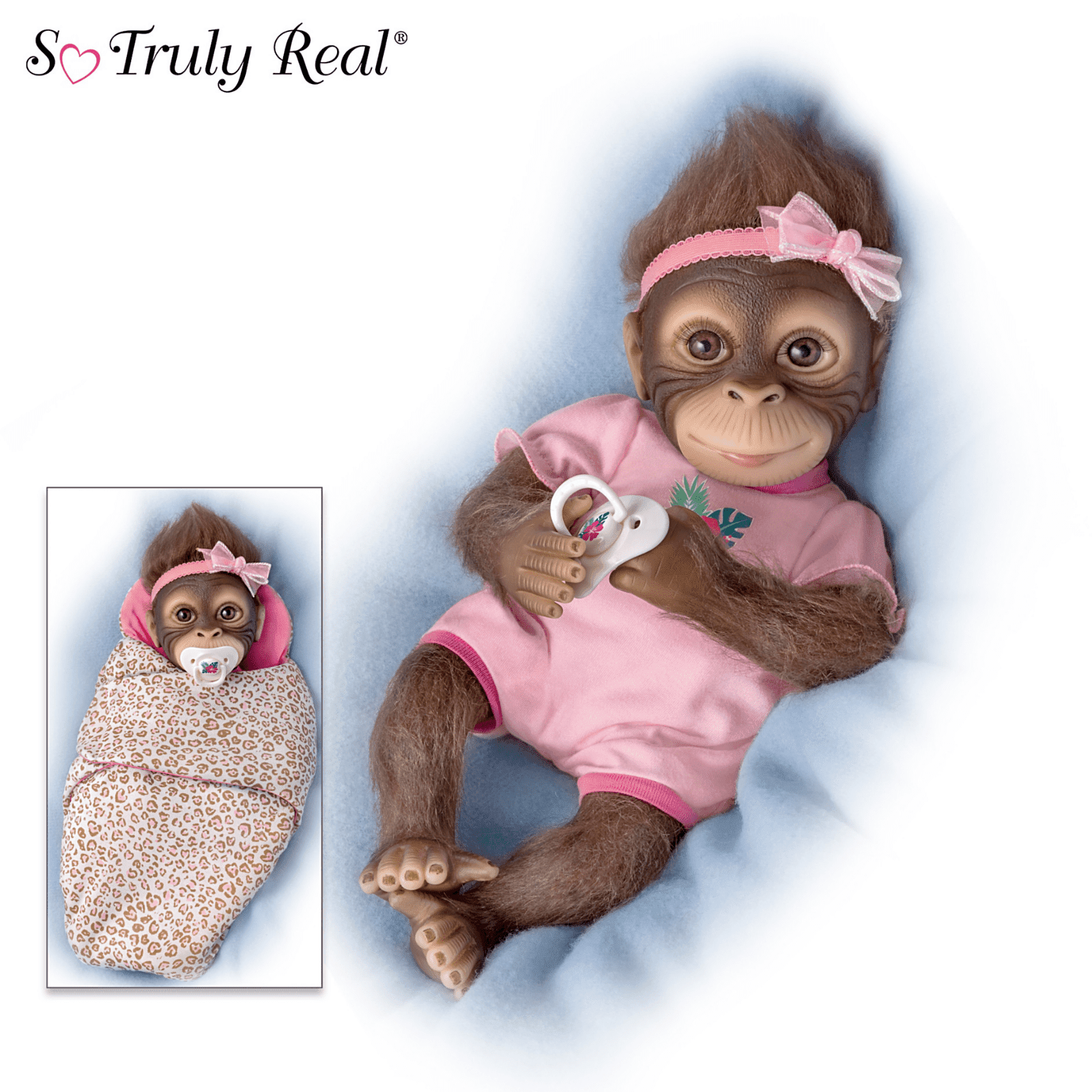 Ashton-Drake Realistic Lifelike Baby Monkey Doll, Suri, RealTouch