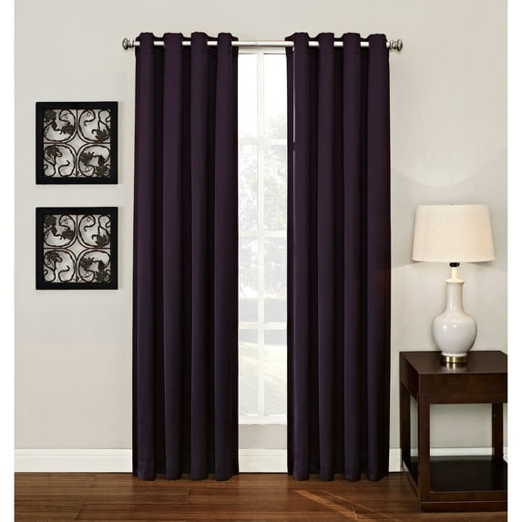 Ashton Grommet Top Room Darkening Single Window Curtain Panel Purple 84 Inches 84 Inches