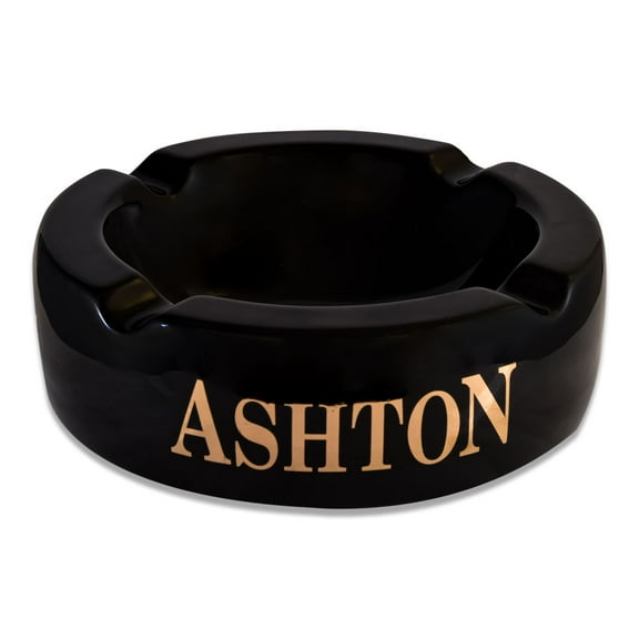 Ashton Round Ceramic Cigar Ashtray - Black